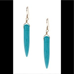 NIB Turquoise Gold Spike Earrings